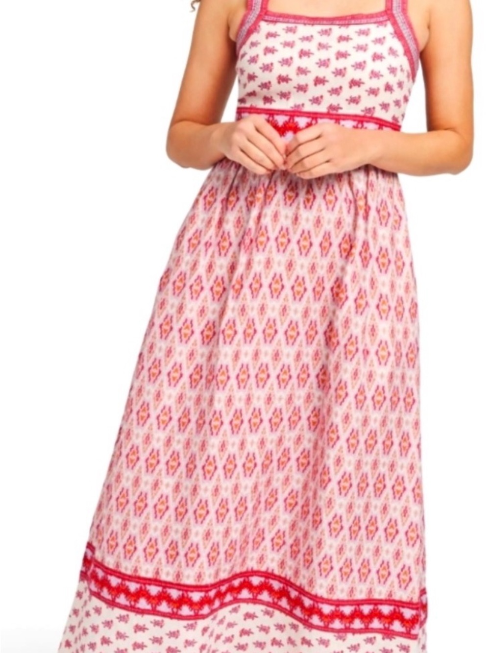 NWT Faherty Pink and Red Patterned Maxi Dress